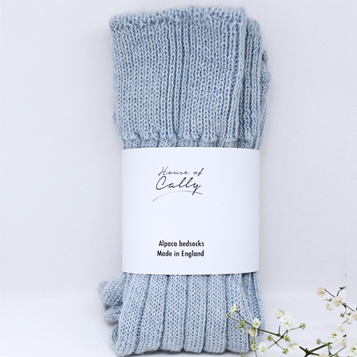 Alpaca wool bedsocks (soft blue) by House of Cally