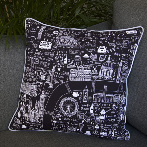 LONDON SCENE ABSTRACT PRINTED CUSHION COVER LONDON NOVELTY 