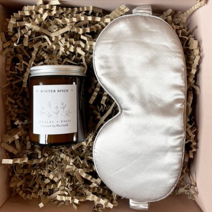 Soft Grey Luxury Silk Eye Mask and Candle Gift Set from House of Cally